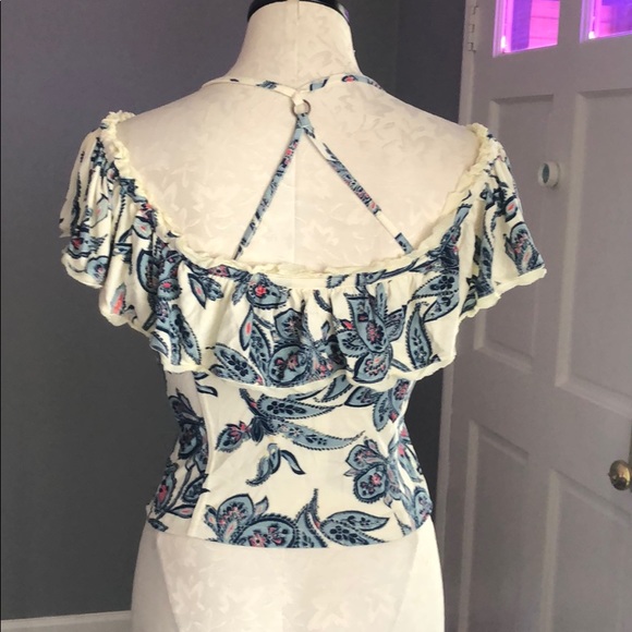 Free People Cha-Cha Off Shoulder Print Top - Picture 4 of 7